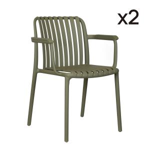 Lot de 2 chaises de jardin empilables en polypropylène vert