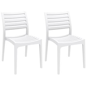 Lot de 2 chaises de jardin empilables en résine Blanc