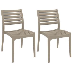 Lot de 2 chaises de jardin empilables en résine Boue
