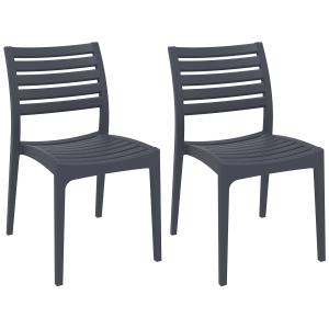 Lot de 2 chaises de jardin empilables en résine Gris foncé