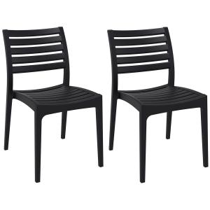 Lot de 2 chaises de jardin empilables en résine Noir