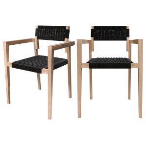 Lot de 2 chaises de jardin empilables en teck et corde tres…