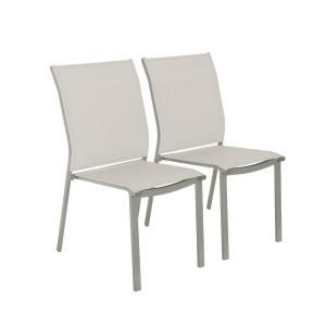 Lot de 2 chaises de jardin empilables kaki