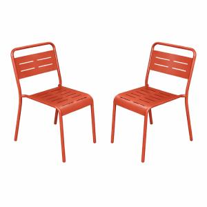 Lot de 2 chaises de jardin empilables terracotta