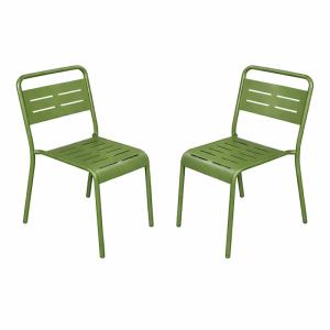 Lot de 2 chaises de jardin empilables vertes