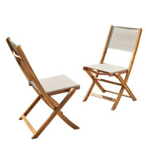 Lot de 2 chaises de jardin en acacia massif