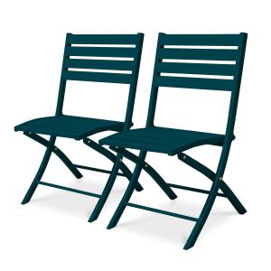 Lot de 2 chaises de jardin en aluminium bleu canard