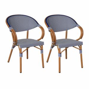 Lot de 2 Chaises de jardin en aluminium bleu et blanc 84x57…