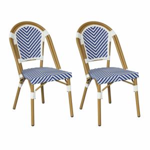 Lot de 2 Chaises de jardin en aluminium bleu et blanc 85x46…