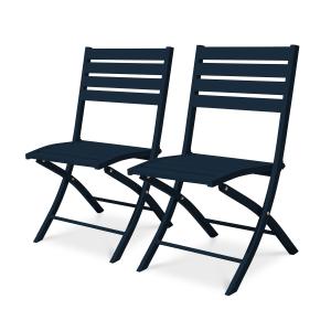 Lot de 2 chaises de jardin en aluminium bleu marine