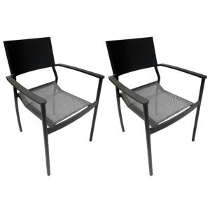 Lot de 2 chaises de jardin en aluminium et revêtement texti…
