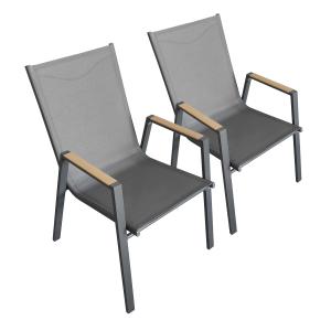 Lot de 2 chaises de jardin en aluminium et textilène