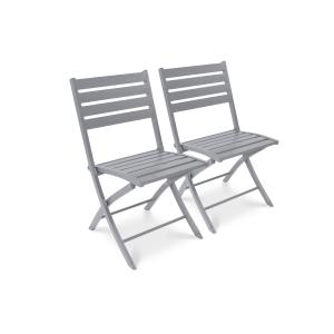 Lot de 2 chaises de jardin en aluminium gris