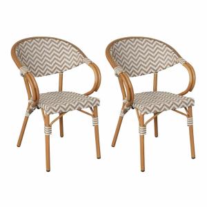 Lot de 2 Chaises de jardin en aluminium marron blanc 84x57x…