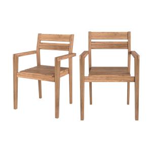 Lot de 2 chaises de jardin en bois de teck