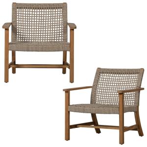 Lot de 2 chaises de jardin en bois de teck marron