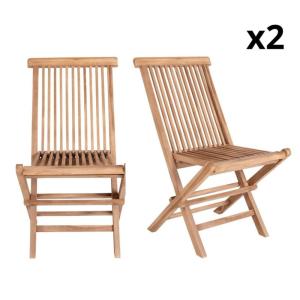 Lot de 2 chaises de jardin en bois pliante bois (teck)