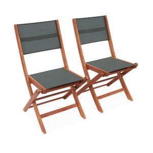 Lot de 2 chaises de jardin en bois pliantes, kaki