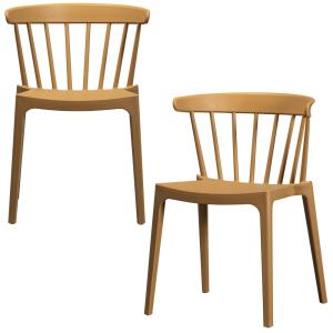 Lot de 2 chaises de jardin en fibre de bambou caramel