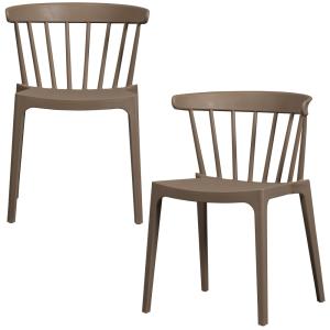 Lot de 2 chaises de jardin en fibre de bambou marron