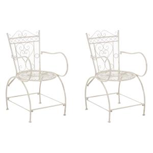 Lot de 2 chaises de jardin en métal Crème antique
