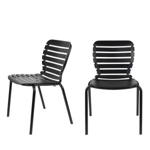 Lot de 2 chaises de jardin en métal noir