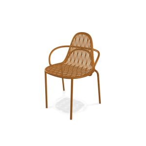 Lot de 2 chaises de jardin en métal terracotta