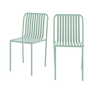 Lot de 2 chaises de jardin en métal vert clair