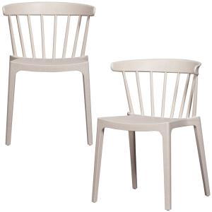 Lot de 2 chaises de jardin en polypropylène blanc cassé