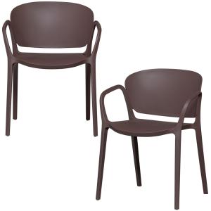 Lot de 2 chaises de jardin en polypropylène brun espresso