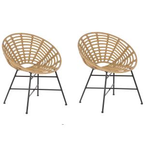 Lot de 2 chaises de jardin marron clair