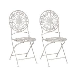 Lot de 2 chaises de jardin métal blanc