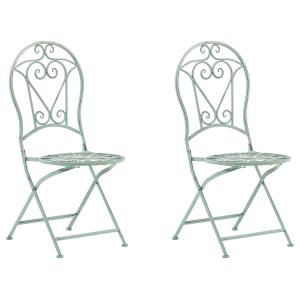 Lot de 2 chaises de jardin métal vert clair