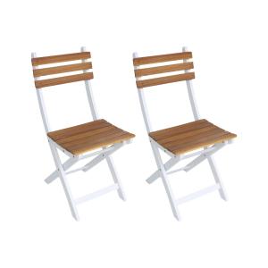 Lot de 2 chaises de jardin pliables acacia blanc