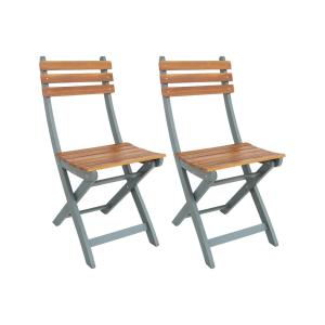 Lot de 2 chaises de jardin pliables acacia kaki