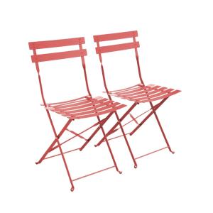 Lot de 2 chaises de jardin pliables en acier thermolaqué te…
