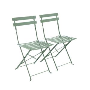 Lot de 2 chaises de jardin pliables en acier thermolaqué ve…