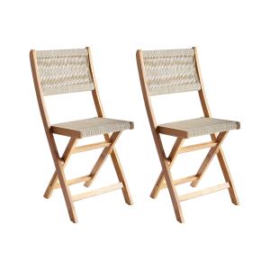 Lot de 2 chaises de jardin pliant acacia beige