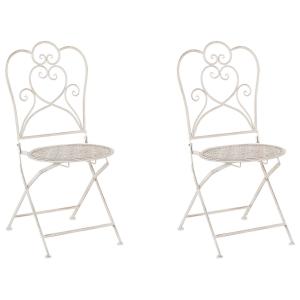 Lot de 2 chaises de jardin pliant métal beige clair