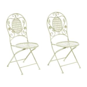 Lot de 2 chaises de jardin pliant métal vert clair