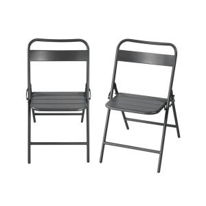 Lot de 2 chaises de jardin pliante acier anthracite