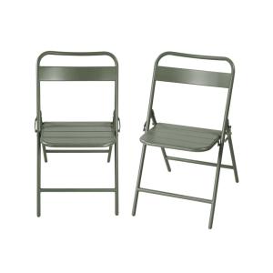 Lot de 2 chaises de jardin pliante acier kaki