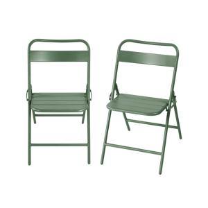 Lot de 2 chaises de jardin pliante acier vert