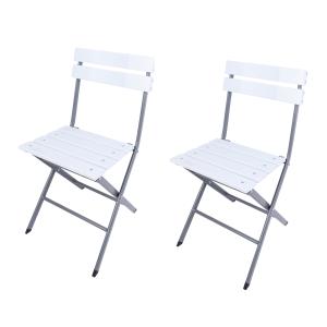 Lot de 2 chaises de jardin pliantes blanc et gris