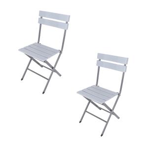 Lot de 2 chaises de jardin pliantes en plastique gris