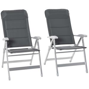 Lot de 2 chaises de jardin pliantes inclinables aluminium o…