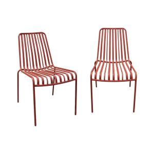 Lot de 2 chaises de jardin terracotta empilable en acier