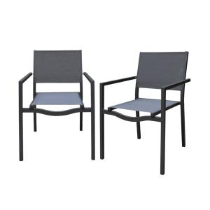 Lot de 2 chaises de jardins empilables, anthracite