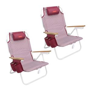 Lot de 2 Chaises de Plage Pliables Bordeuax