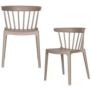 Lot de 2 chaises de table en polypropylène taupe